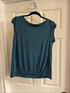 LOFT Teal Sleeveless Tank with Elastic Hem